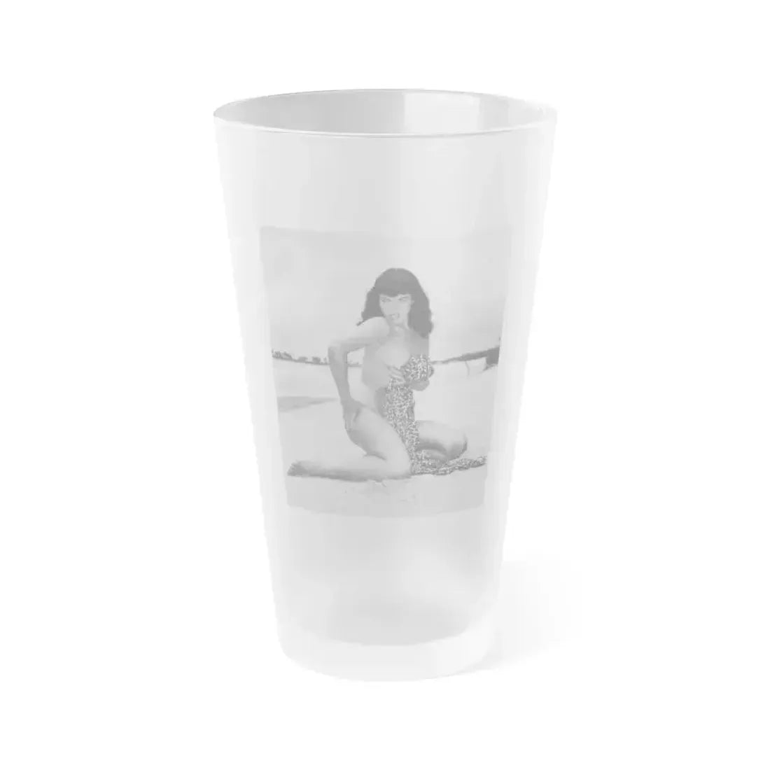 Bettie Page #445 (Vintage Female Icon) Frosted Pint Glass 16oz 16oz Frosted - Go Mug Yourself