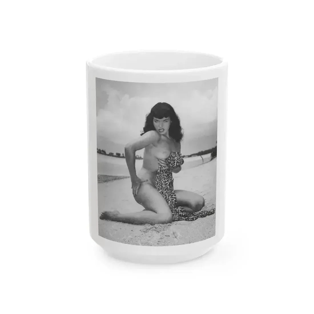 Bettie Page #445 (Vintage Female Icon) White Coffee Mug 15oz - Go Mug Yourself