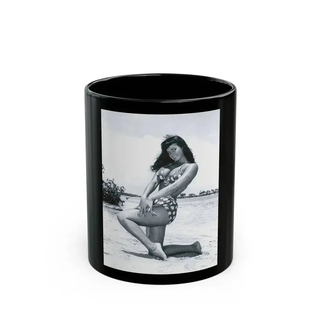 Bettie Page #447 (Vintage Female Icon) Black Coffee Mug 11oz - Go Mug Yourself