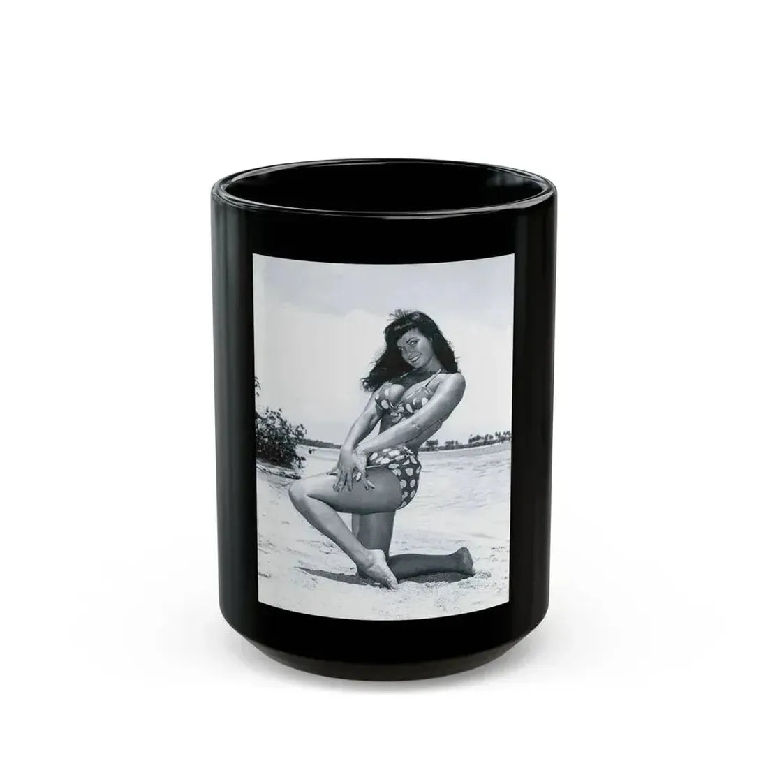 Bettie Page #447 (Vintage Female Icon) Black Coffee Mug 15oz - Go Mug Yourself
