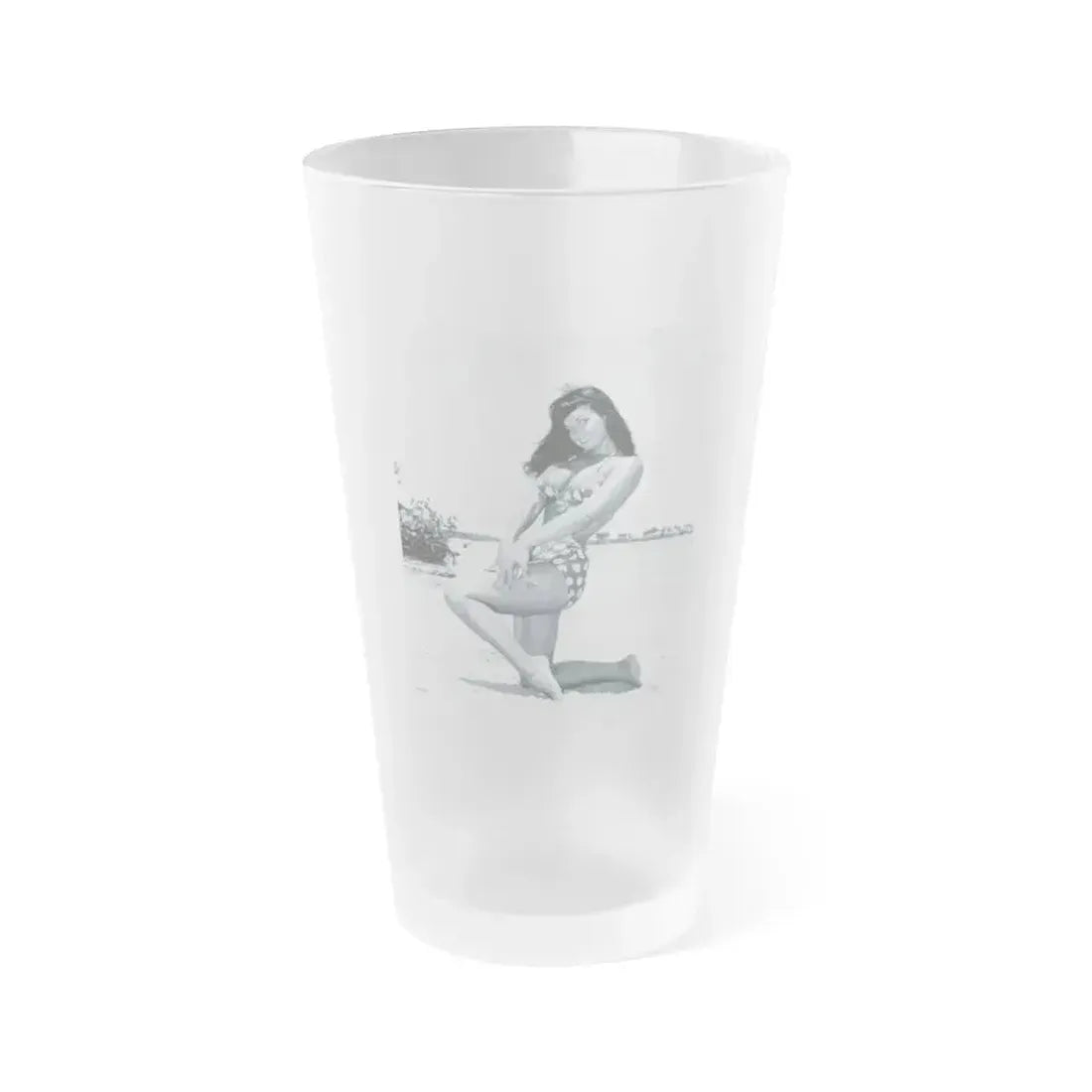 Bettie Page #447 (Vintage Female Icon) Frosted Pint Glass 16oz 16oz Frosted - Go Mug Yourself