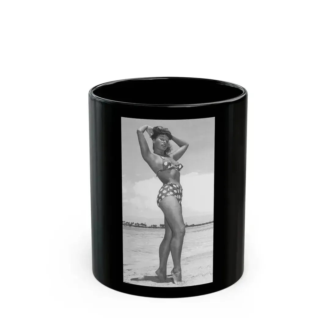 Bettie Page #448 (Vintage Female Icon) Black Coffee Mug 11oz - Go Mug Yourself