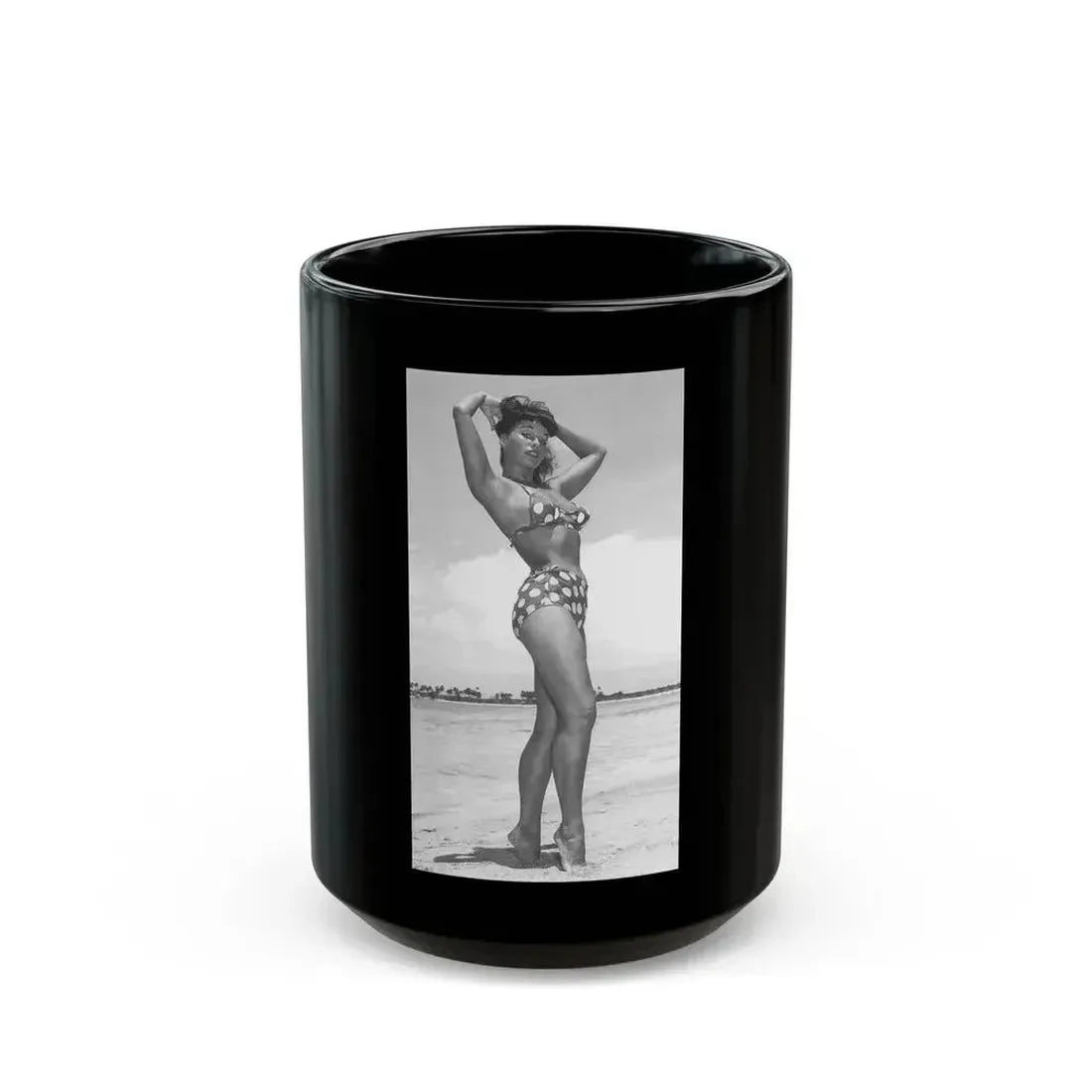 Bettie Page #448 (Vintage Female Icon) Black Coffee Mug 15oz - Go Mug Yourself
