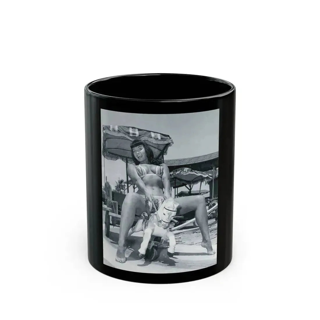 Bettie Page #449 (Vintage Female Icon) Black Coffee Mug 11oz - Go Mug Yourself