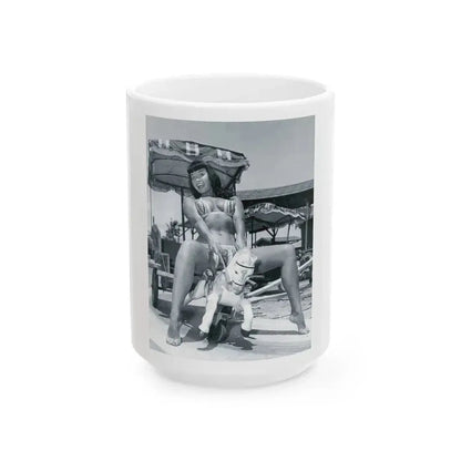 Bettie Page #449 (Vintage Female Icon) White Coffee Mug 15oz - Go Mug Yourself