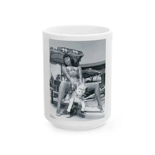 Bettie Page #449 (Vintage Female Icon) White Coffee Mug 15oz - Go Mug Yourself