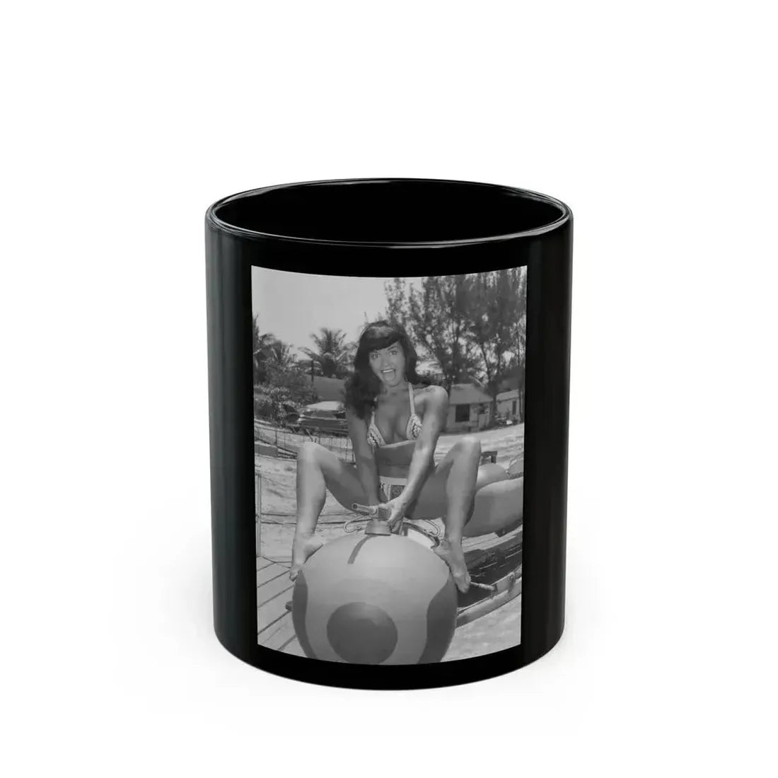 Bettie Page #450 (Vintage Female Icon) Black Coffee Mug 11oz - Go Mug Yourself