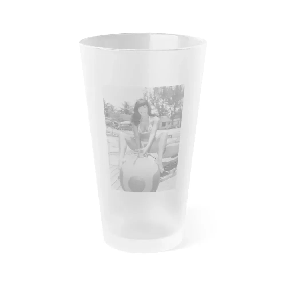 Bettie Page #450 (Vintage Female Icon) Frosted Pint Glass 16oz 16oz Frosted - Go Mug Yourself