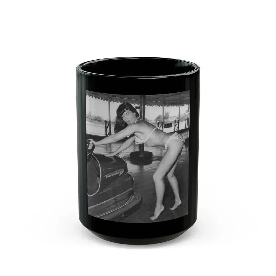 Bettie Page #451 (Vintage Female Icon) Black Coffee Mug 15oz - Go Mug Yourself
