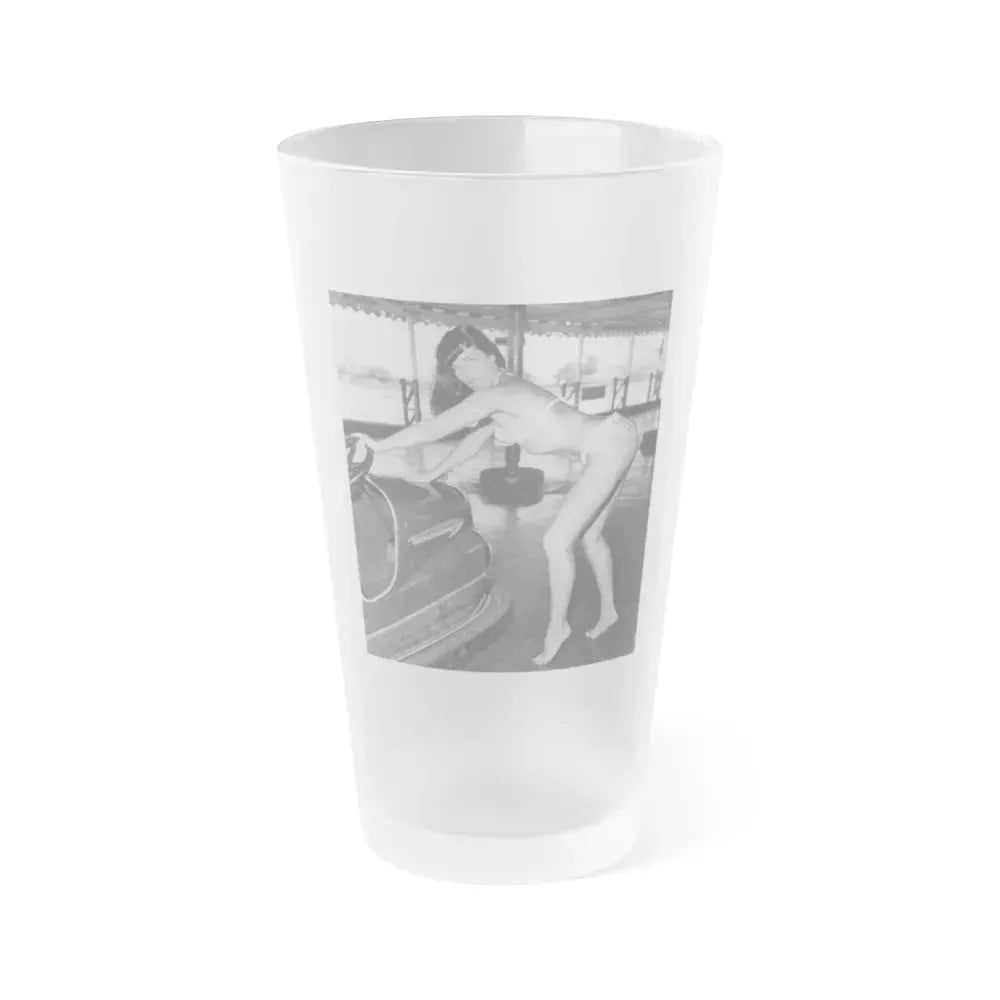 Bettie Page #451 (Vintage Female Icon) Frosted Pint Glass 16oz 16oz Frosted - Go Mug Yourself