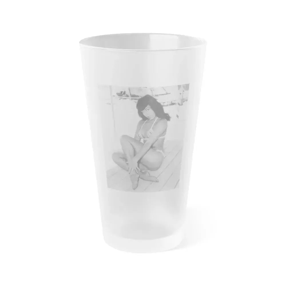 Bettie Page #452 (Vintage Female Icon) Frosted Pint Glass 16oz 16oz Frosted - Go Mug Yourself