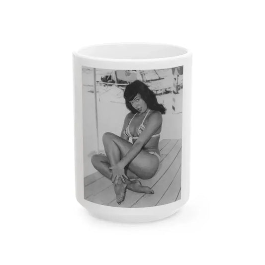 Bettie Page #452 (Vintage Female Icon) White Coffee Mug 15oz - Go Mug Yourself