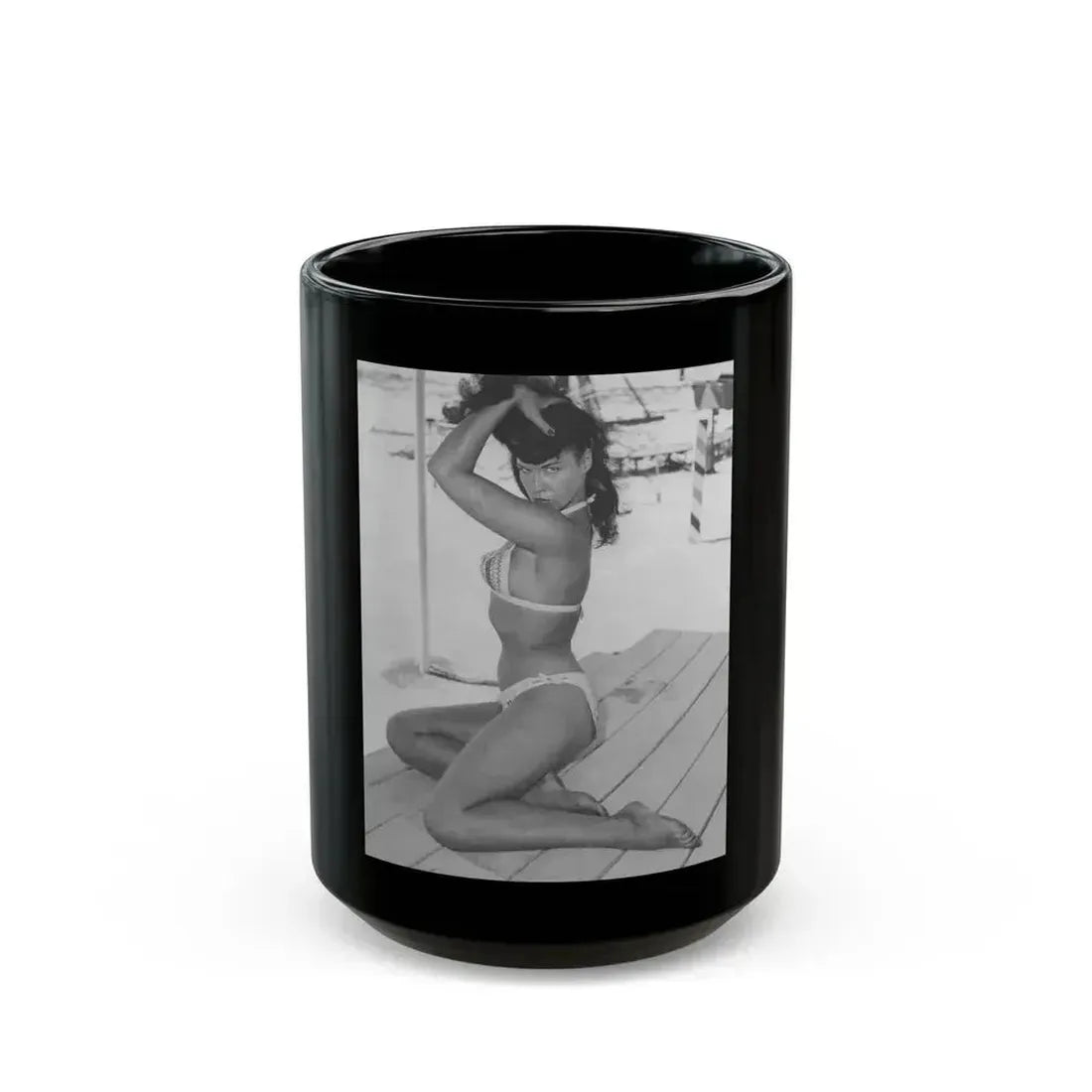 Bettie Page #453 (Vintage Female Icon) Black Coffee Mug 15oz - Go Mug Yourself