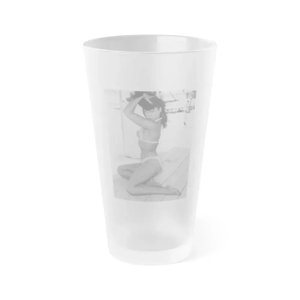 Bettie Page #453 (Vintage Female Icon) Frosted Pint Glass 16oz 16oz Frosted - Go Mug Yourself