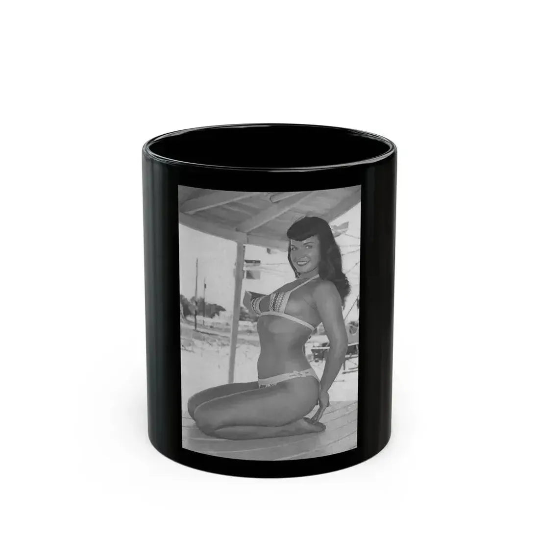 Bettie Page #454 (Vintage Female Icon) Black Coffee Mug 11oz - Go Mug Yourself