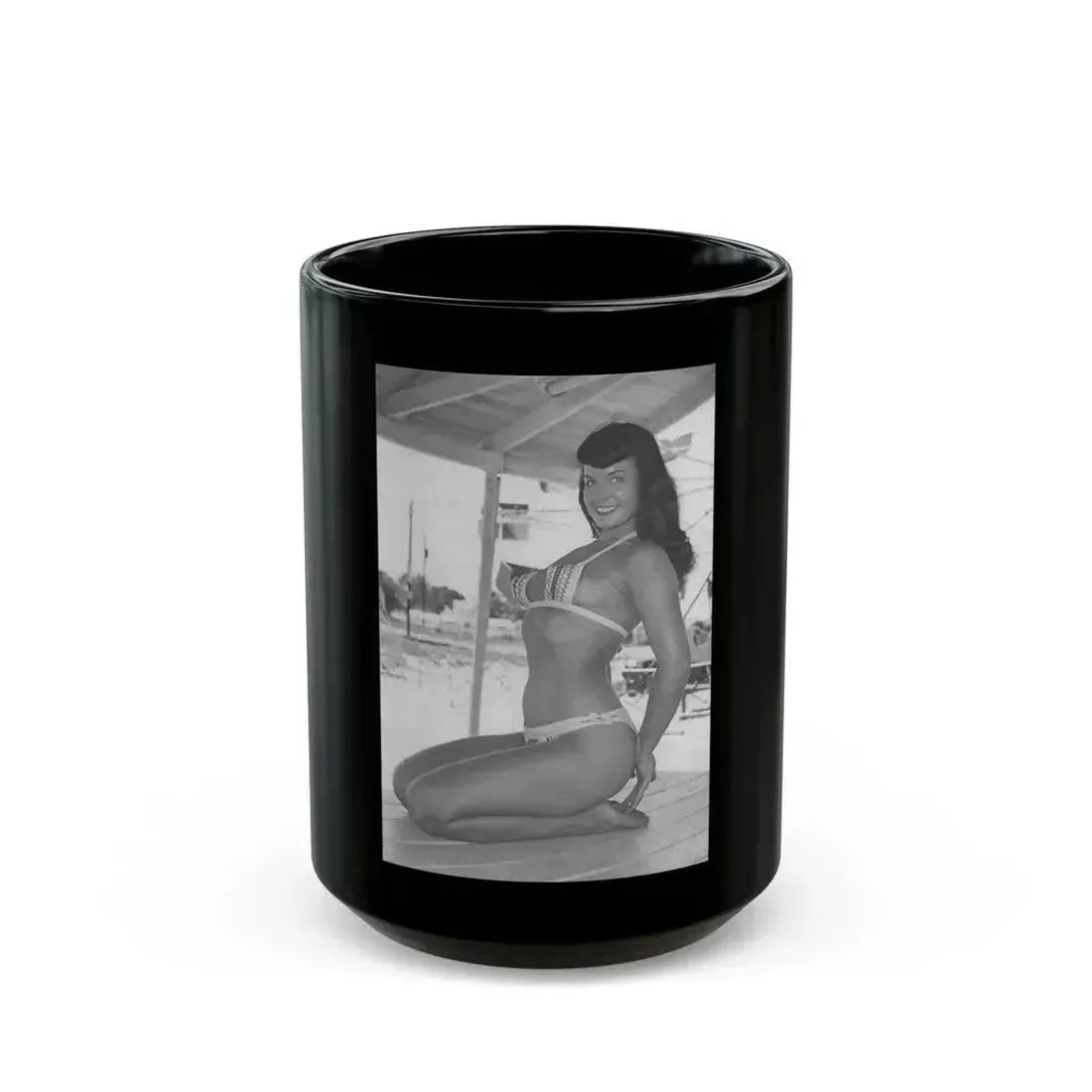 Bettie Page #454 (Vintage Female Icon) Black Coffee Mug 15oz - Go Mug Yourself