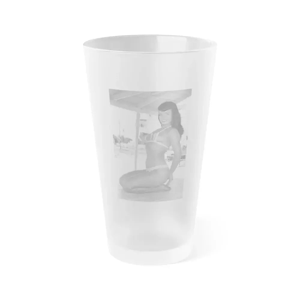 Bettie Page #454 (Vintage Female Icon) Frosted Pint Glass 16oz 16oz Frosted - Go Mug Yourself