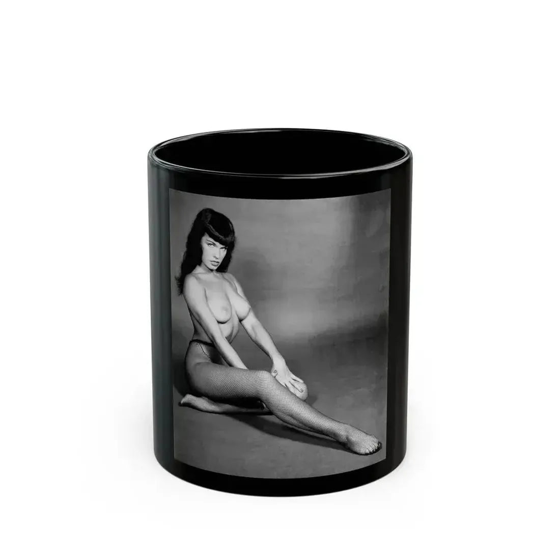 Bettie Page #455 (Vintage Female Icon) Black Coffee Mug 11oz - Go Mug Yourself