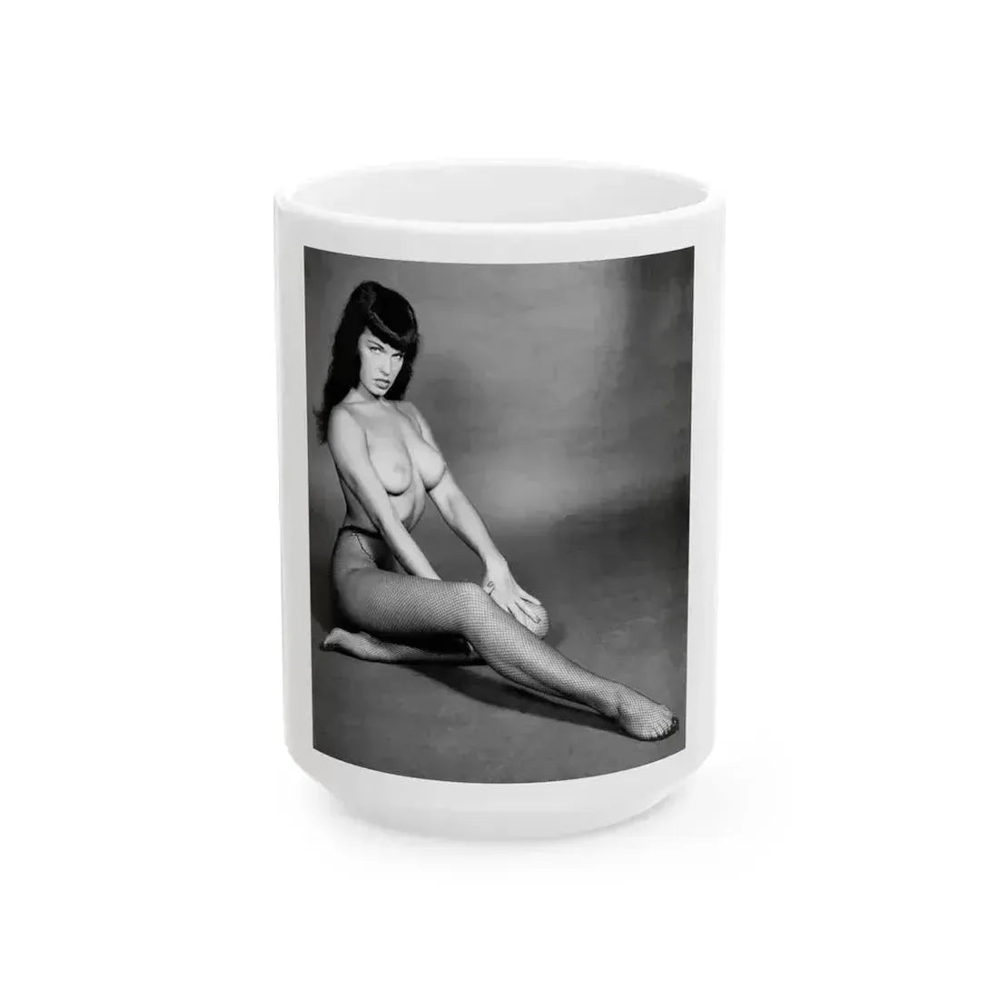 Bettie Page #455 (Vintage Female Icon) White Coffee Mug 15oz - Go Mug Yourself