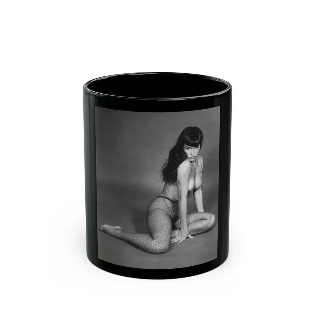 Bettie Page #456 (Vintage Female Icon) Black Coffee Mug 11oz - Go Mug Yourself