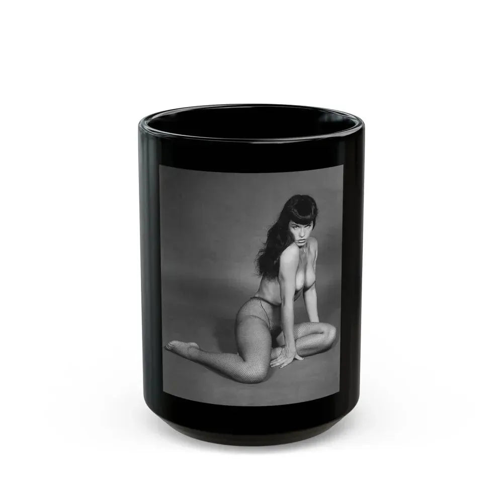 Bettie Page #456 (Vintage Female Icon) Black Coffee Mug 15oz - Go Mug Yourself