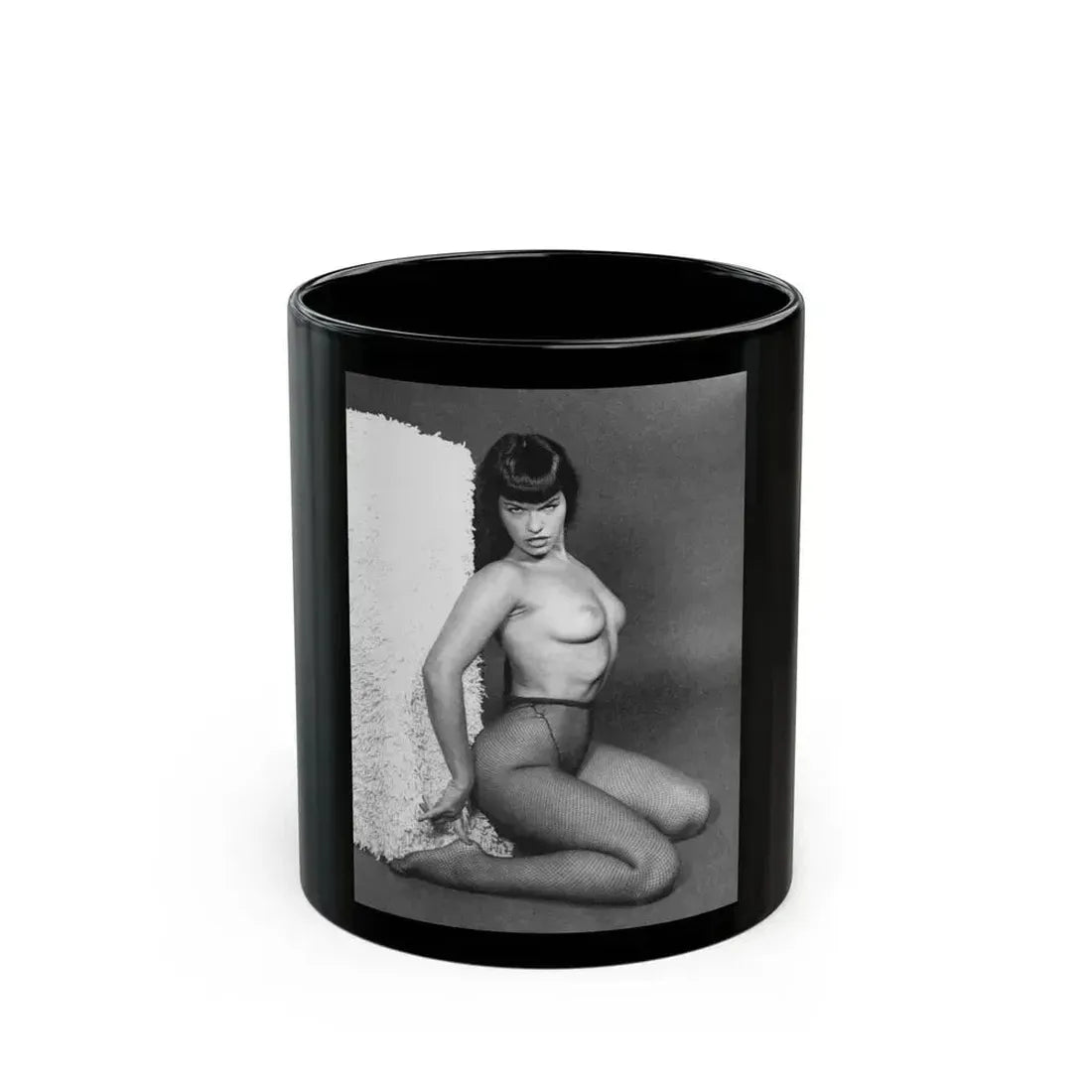 Bettie Page #458 (Vintage Female Icon) Black Coffee Mug 11oz - Go Mug Yourself