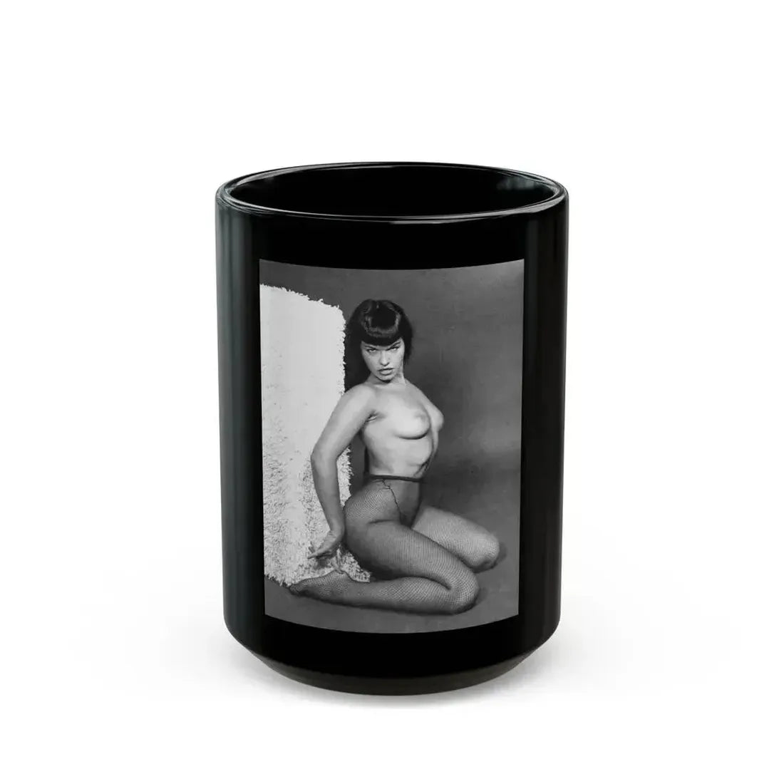 Bettie Page #458 (Vintage Female Icon) Black Coffee Mug 15oz - Go Mug Yourself