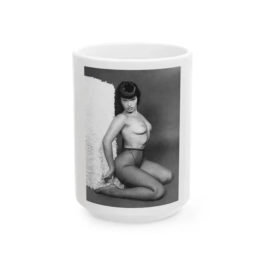 Bettie Page #458 (Vintage Female Icon) White Coffee Mug 15oz - Go Mug Yourself