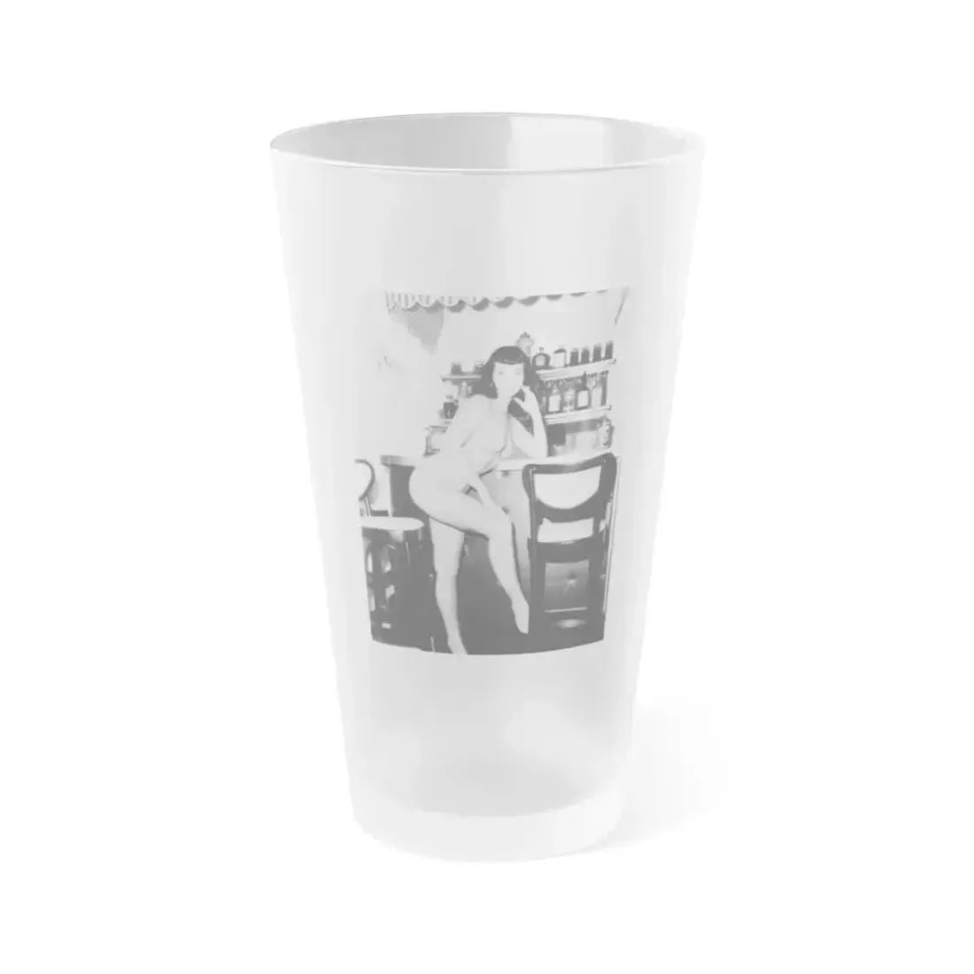 Bettie Page #46 (Vintage Female Icon) Frosted Pint Glass 16oz - Go Mug Yourself