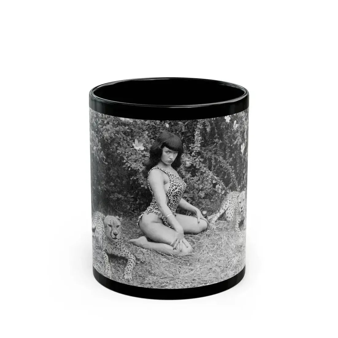 Bettie Page #460 (Vintage Female Icon) Black Coffee Mug 11oz - Go Mug Yourself
