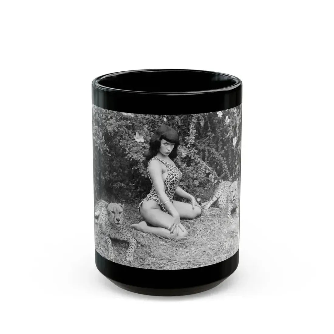 Bettie Page #460 (Vintage Female Icon) Black Coffee Mug 15oz - Go Mug Yourself
