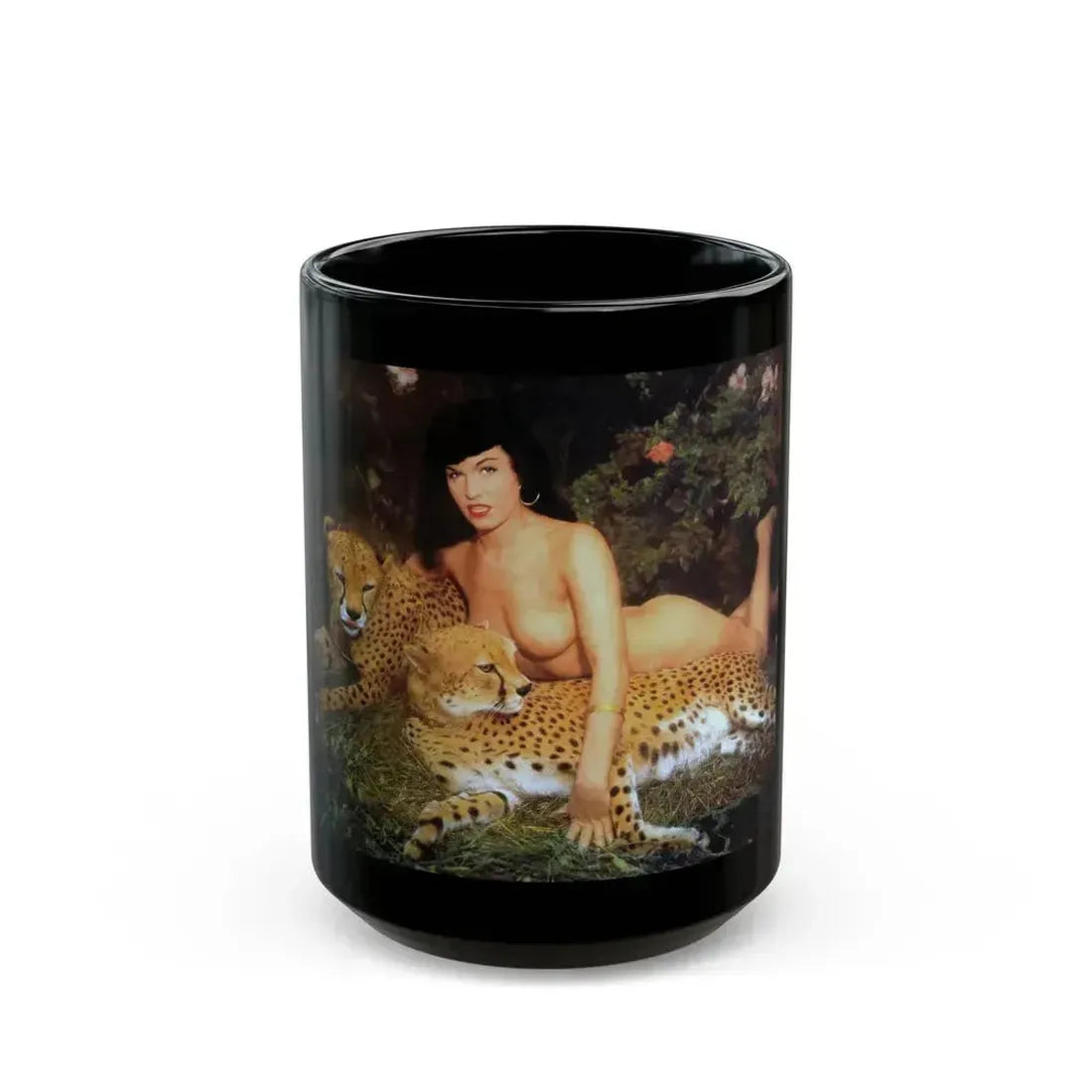 Bettie Page #461 (Vintage Female Icon) Black Coffee Mug 15oz - Go Mug Yourself