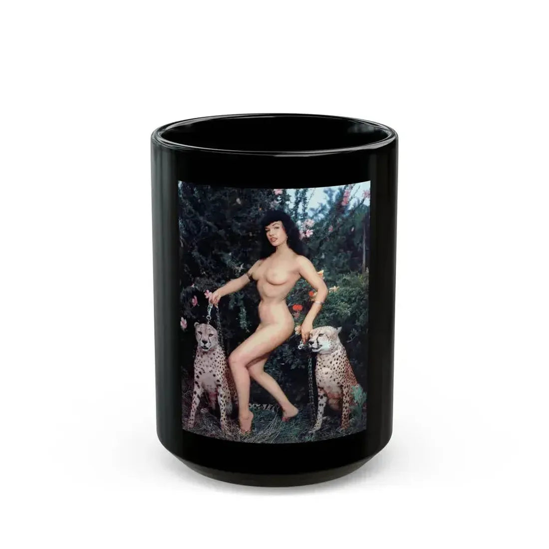 Bettie Page #462 (Vintage Female Icon) Black Coffee Mug 15oz - Go Mug Yourself
