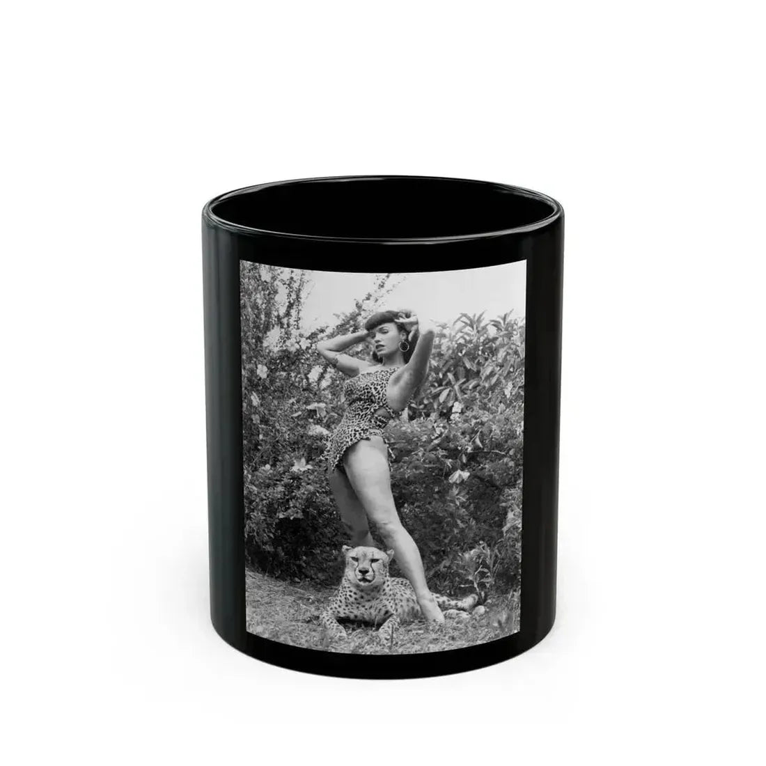 Bettie Page #463 (Vintage Female Icon) Black Coffee Mug 11oz - Go Mug Yourself