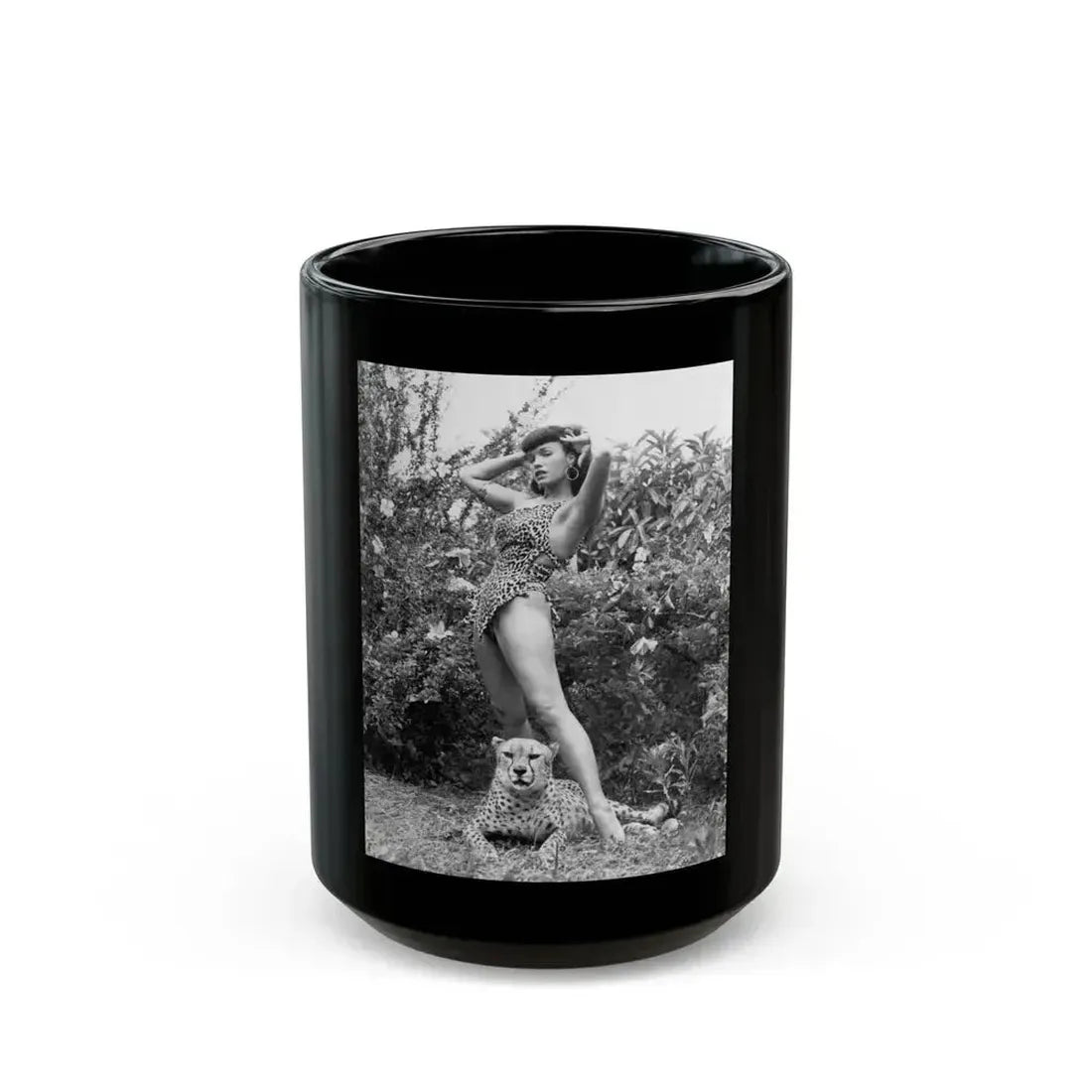Bettie Page #463 (Vintage Female Icon) Black Coffee Mug 15oz - Go Mug Yourself