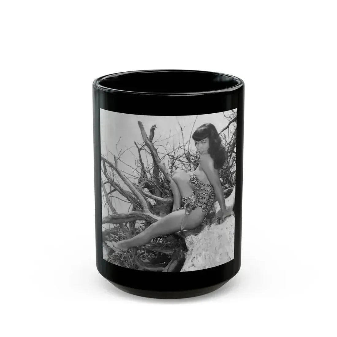 Bettie Page #464 (Vintage Female Icon) Black Coffee Mug 15oz - Go Mug Yourself
