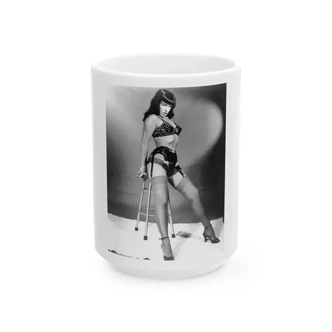 Bettie Page #467 (Vintage Female Icon) White Coffee Mug 15oz - Go Mug Yourself