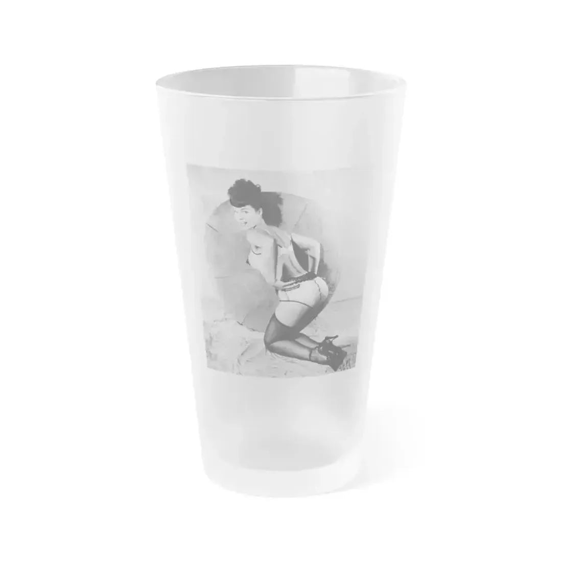 Bettie Page #468 (Vintage Female Icon) Frosted Pint Glass 16oz 16oz Frosted - Go Mug Yourself