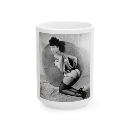 Bettie Page #468 (Vintage Female Icon) White Coffee Mug 15oz - Go Mug Yourself