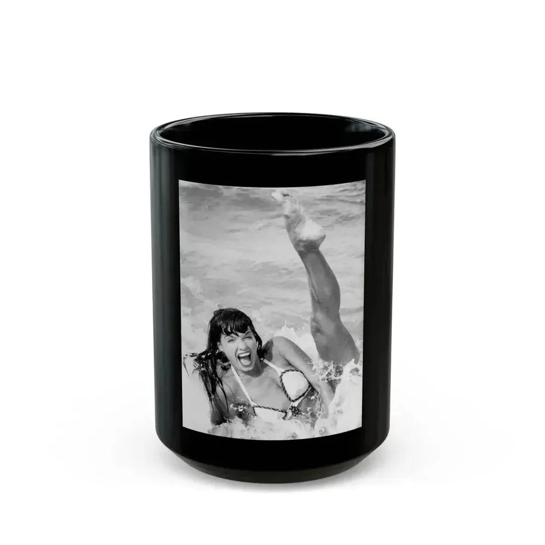 Bettie Page #469 (Vintage Female Icon) Black Coffee Mug 15oz - Go Mug Yourself