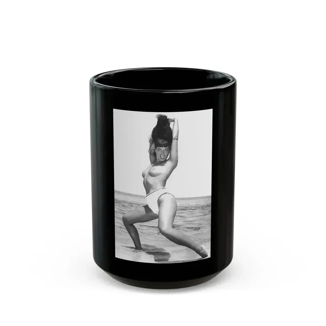 Bettie Page #470 (Vintage Female Icon) Black Coffee Mug 15oz - Go Mug Yourself