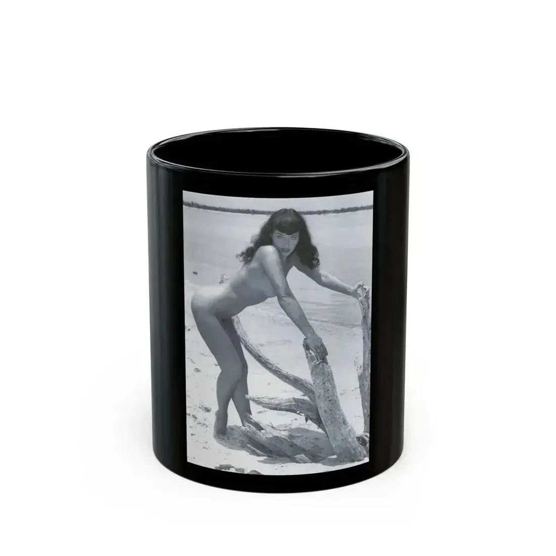 Bettie Page #472 (Vintage Female Icon) Black Coffee Mug 11oz - Go Mug Yourself