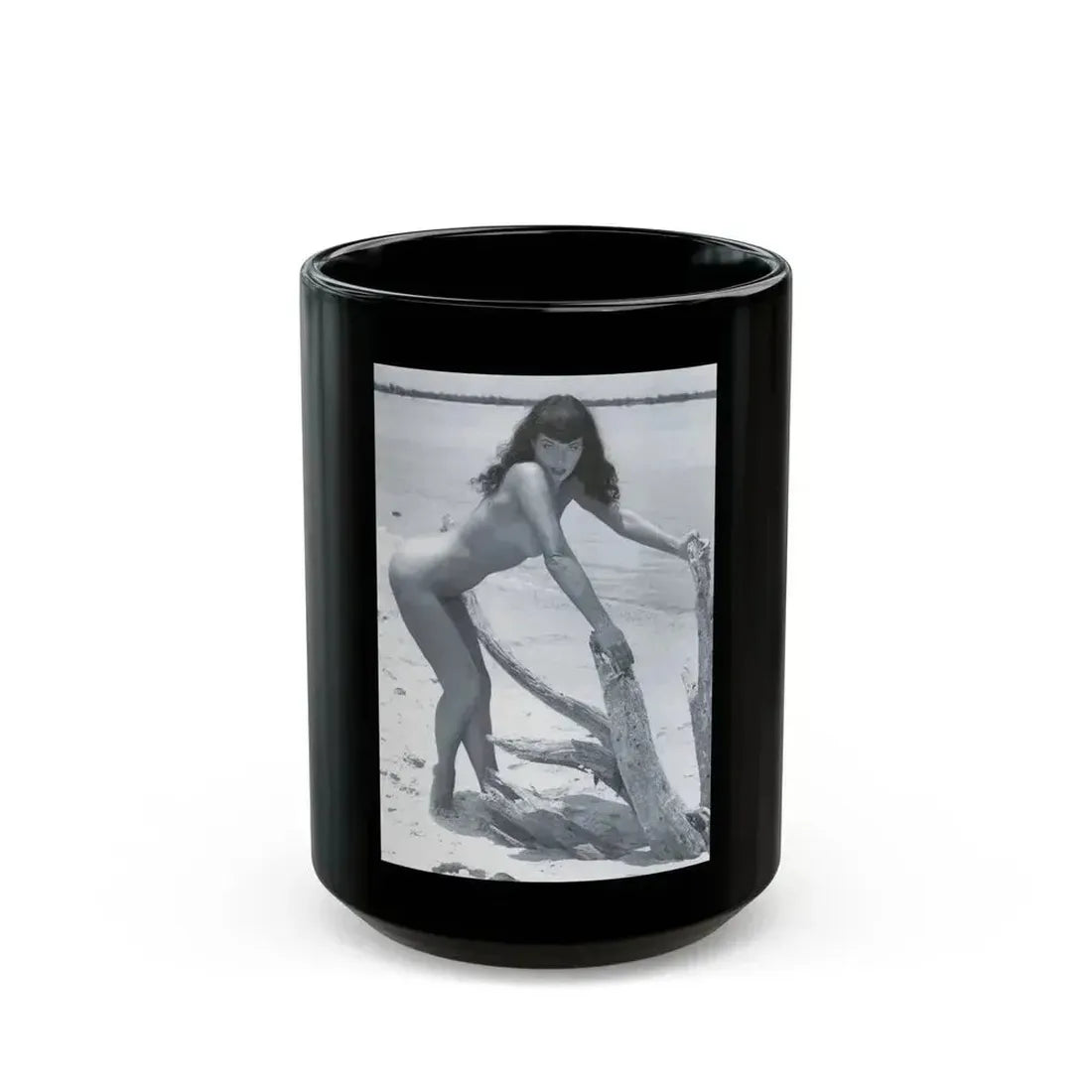 Bettie Page #472 (Vintage Female Icon) Black Coffee Mug 15oz - Go Mug Yourself