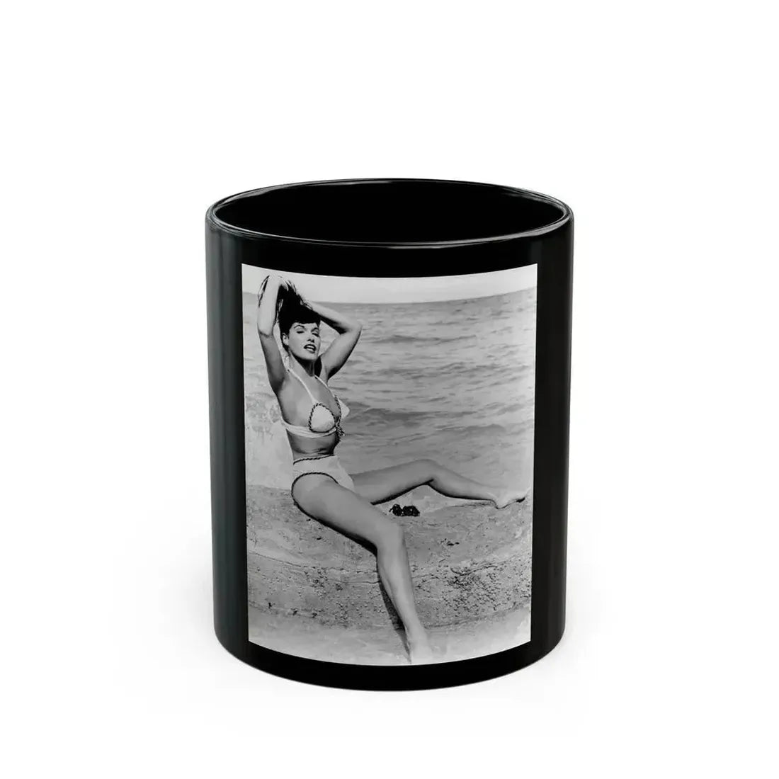 Bettie Page #473 (Vintage Female Icon) Black Coffee Mug 11oz - Go Mug Yourself