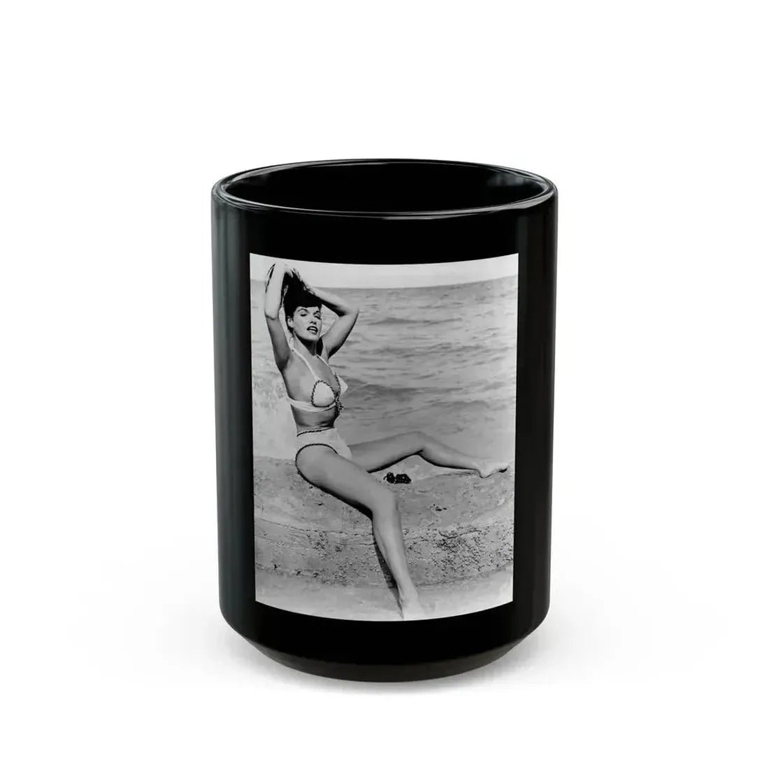 Bettie Page #473 (Vintage Female Icon) Black Coffee Mug 15oz - Go Mug Yourself
