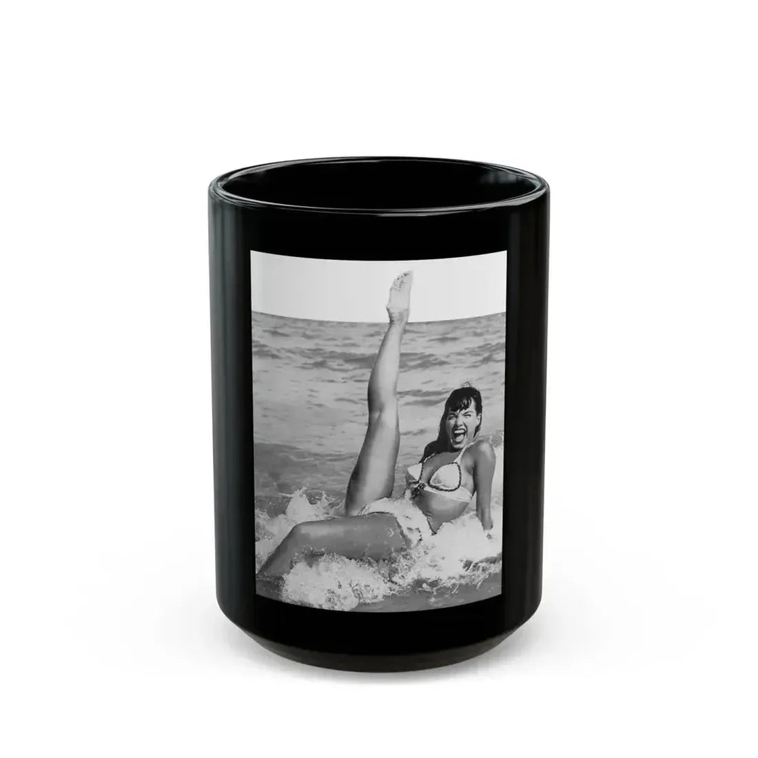 Bettie Page #474 (Vintage Female Icon) Black Coffee Mug 15oz - Go Mug Yourself