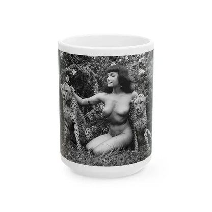 Bettie Page #475 (Vintage Female Icon) White Coffee Mug 15oz - Go Mug Yourself