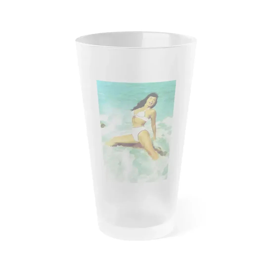 Bettie Page #476 (Vintage Female Icon) Frosted Pint Glass 16oz 16oz Frosted - Go Mug Yourself