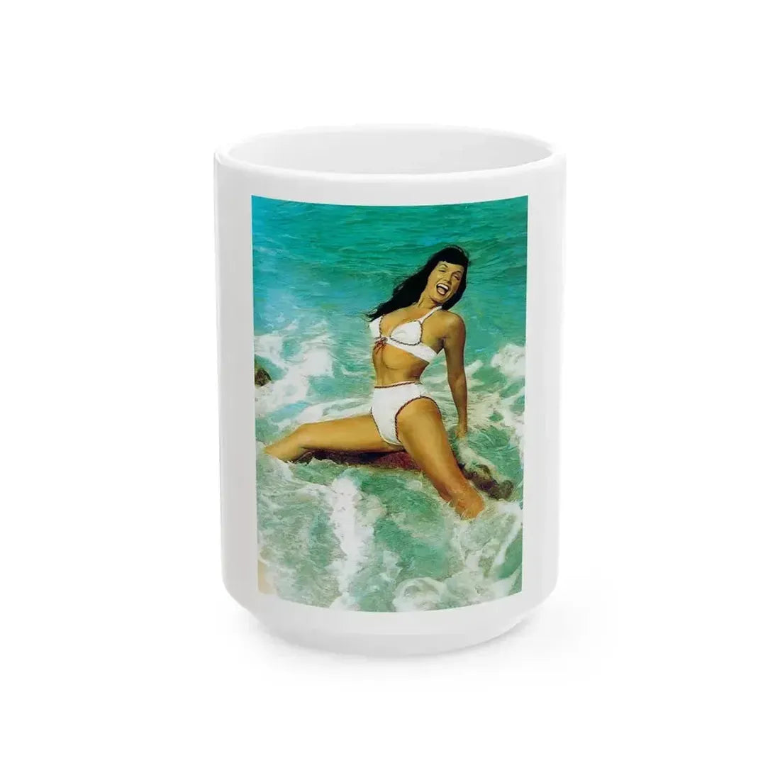 Bettie Page #476 (Vintage Female Icon) White Coffee Mug 15oz - Go Mug Yourself