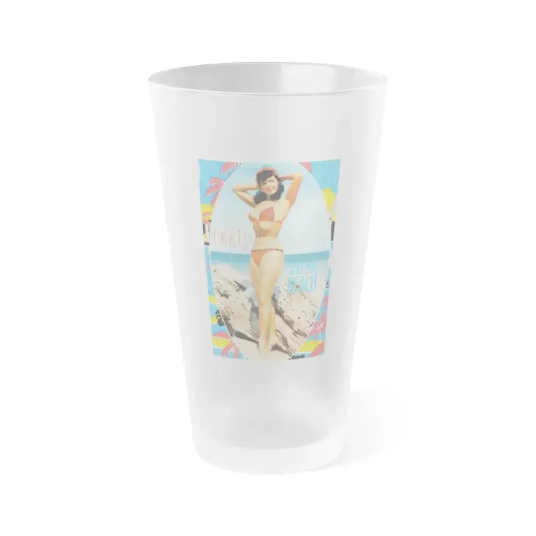 Bettie Page #477 (Vintage Female Icon) Frosted Pint Glass 16oz 16oz Frosted - Go Mug Yourself